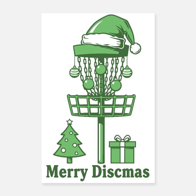 Merry Discsmas Disc Golf Basket Weihnachtsbaum Poster 40x60 cm