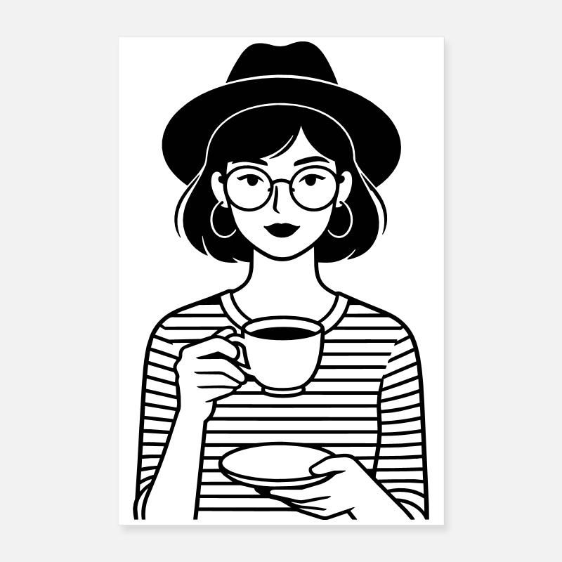 fille de la hanche au café Poster 40 x 60 cm