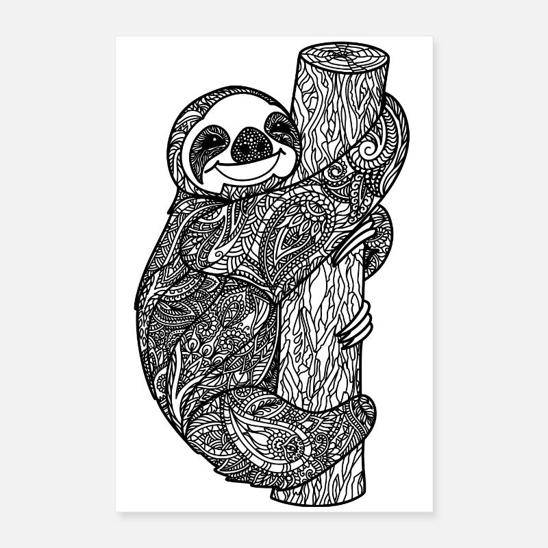 Faultier Zentangle Poster 40x60 cm