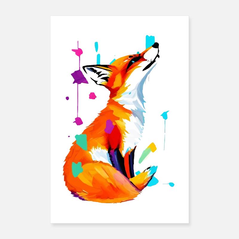 Renard de l’explosion de couleurs, Poster 40 x 60 cm