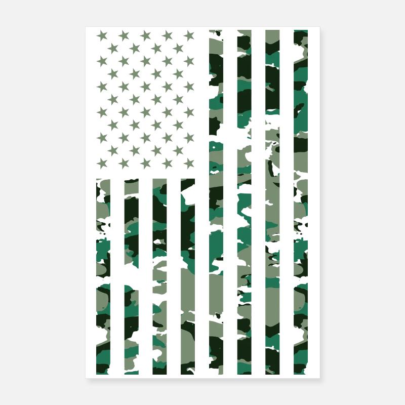 Drapeau des États-Unis Camoflage Poster 40 x 60 cm