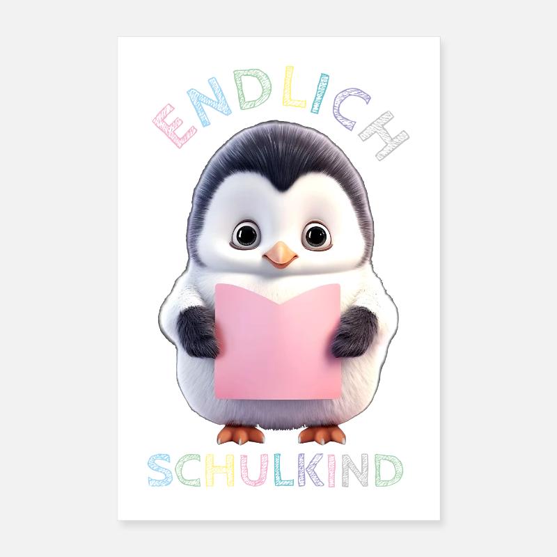 Petit pingouin rose | Enfin écolier Poster 40 x 60 cm