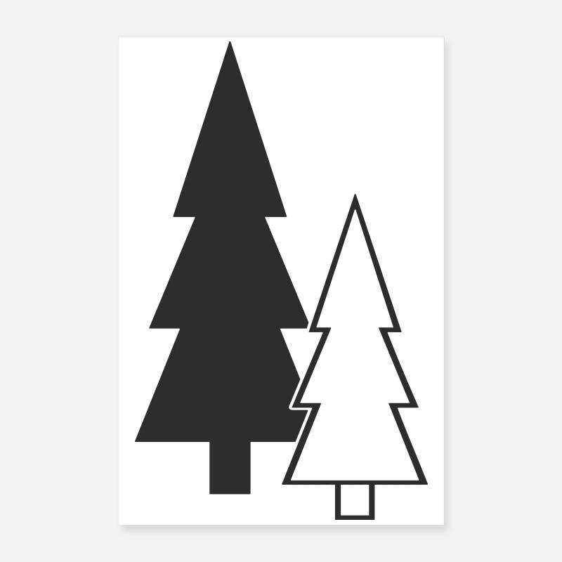 Sapins en silhouette forestière Poster 40 x 60 cm