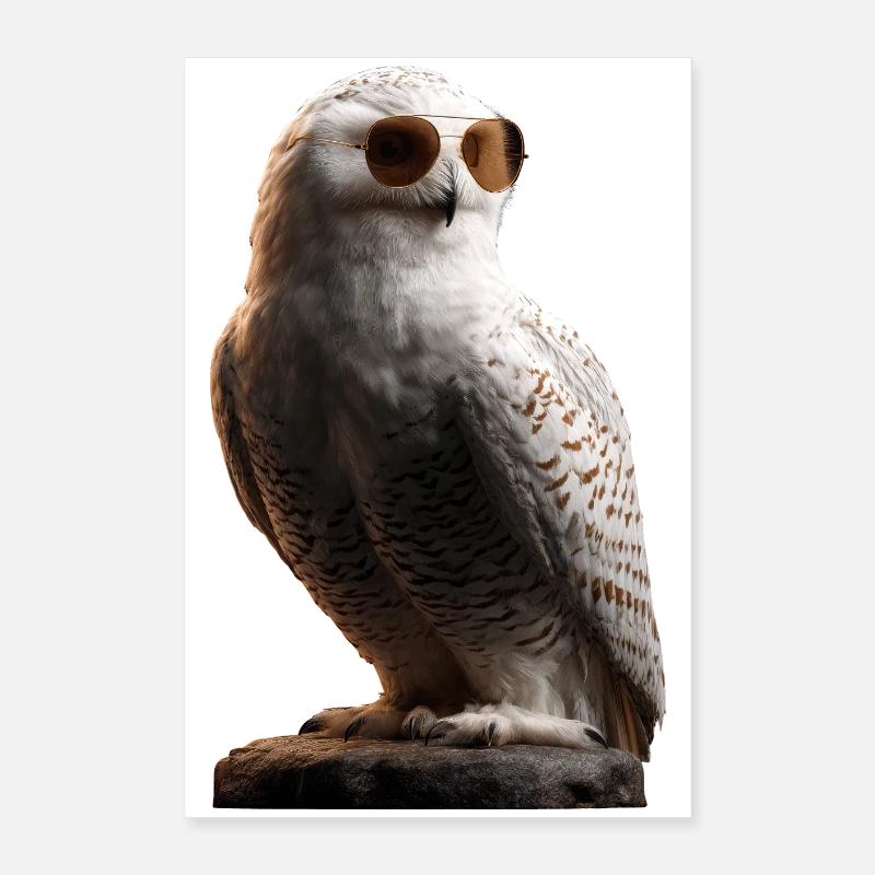 Schneeeule Weiße Eule Kauz Uhu Owl Schnee Eulen Poster 40x60 cm