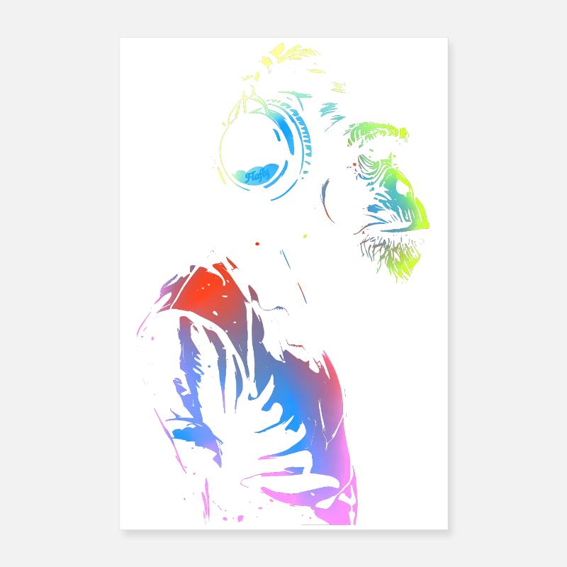 Singe avec des écouteurs 🎧 Poster 40 x 60 cm