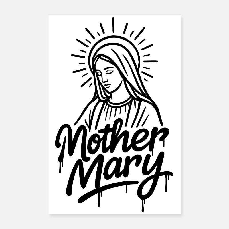 Mère Maria Graffiti urbain au trait Poster 40 x 60 cm