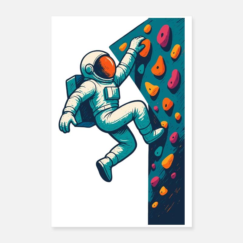 Bouldering Astronaut Hovering Easy Climbing Gesche Poster 16" x 24" (40x60 cm)