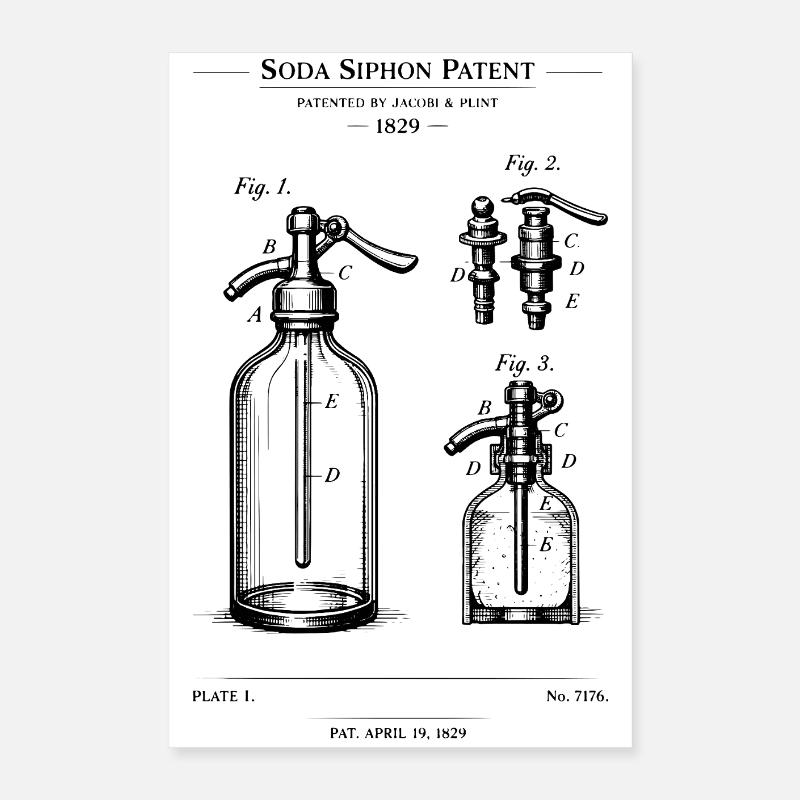 Design des Soda-Siphone-Bauplans Poster 40x60 cm