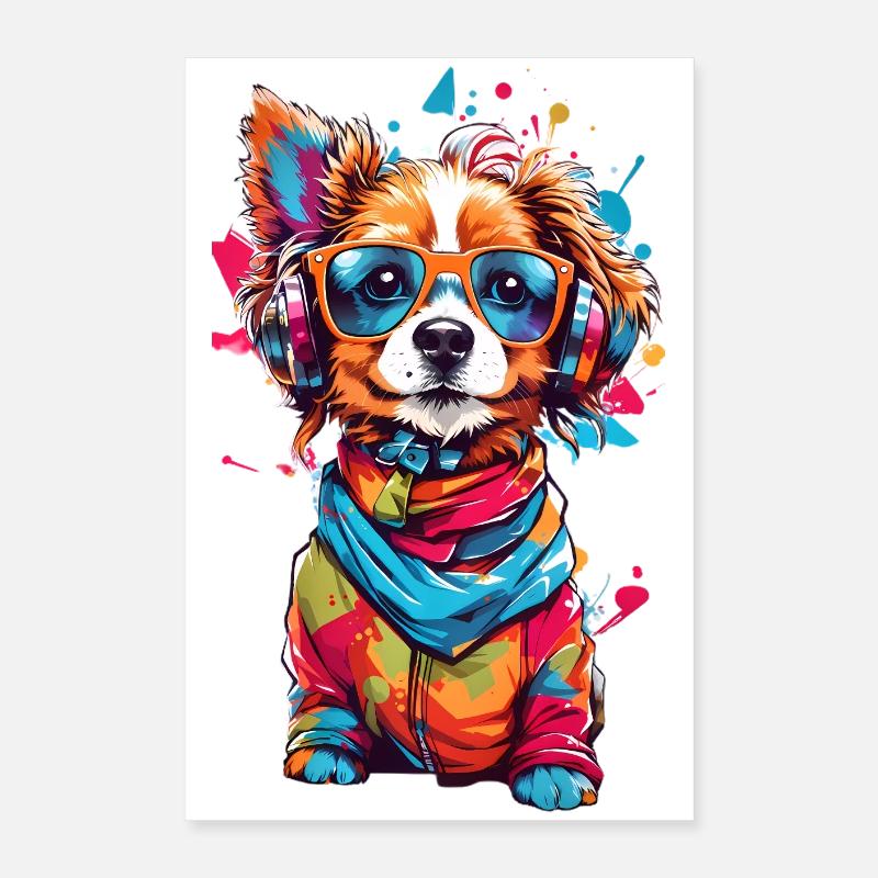 Petit chien coloré mignon Poster 40 x 60 cm