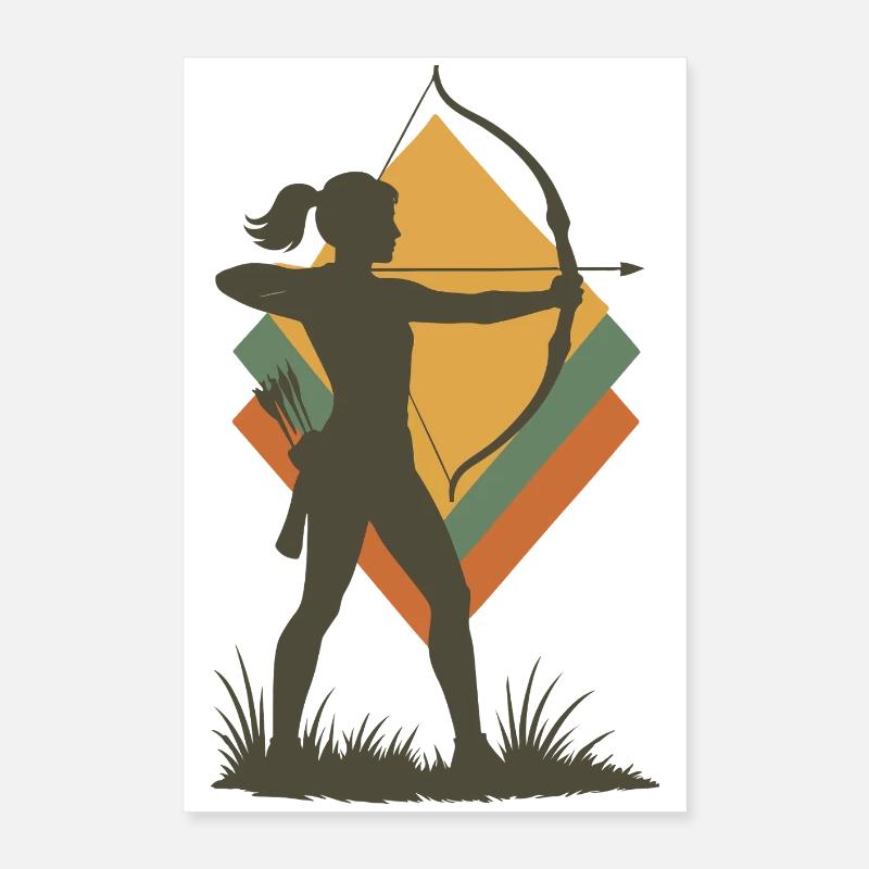 Bogenschießen Bogen Ziel Bogenschütze Silhouette Poster 40x60 cm