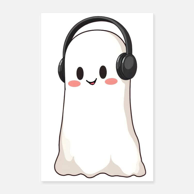 Gespenst mit Kopfhörer Poster 40x60 cm