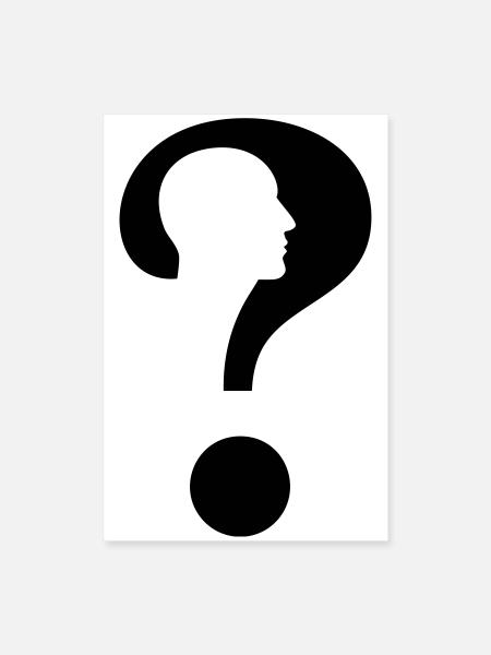 Fragezeichen mit Silhouette Mann # - Poster 40x60 cm - Weiß