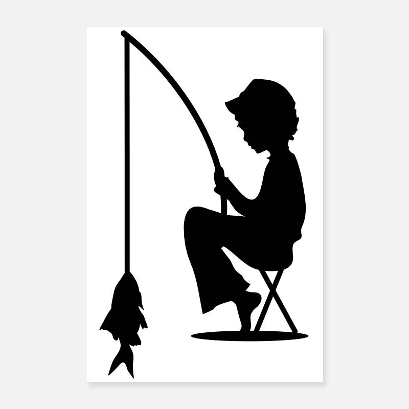 Junge angelt einen Fisch Poster 40x60 cm
