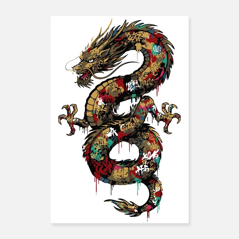 Drache Graffiti Poster 40x60 cm