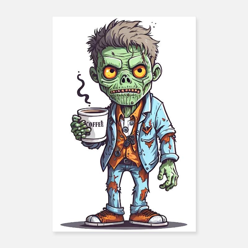 Kaffeemonster  - Koffein Zombie - Morgenmuffel Poster 40x60 cm