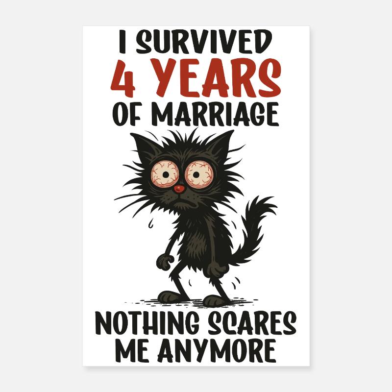 Cadeau du 4e anniversaire de mariage Mari Mari Épouse Poster 40 x 60 cm