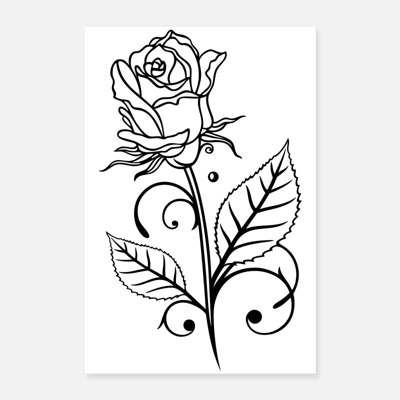 Rose avec feuilles Poster 40 x 60 cm