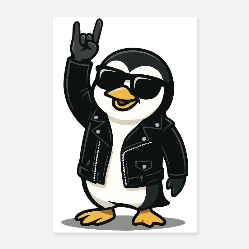 Rock'n'Roll Pinguin Poster 40x60 cm