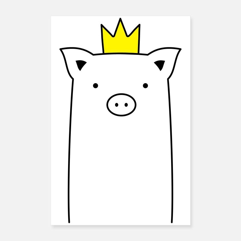 Schwein mit Krone Schweinchen Ferkel Sau Geschenk Poster 40x60 cm