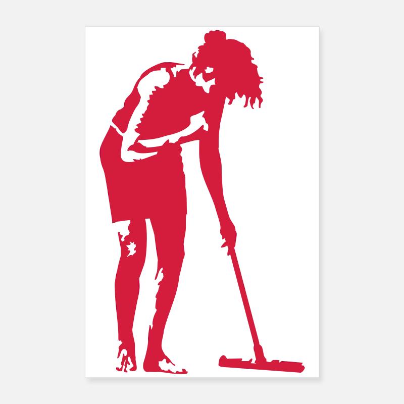 Frau beim Putzen Poster 40x60 cm