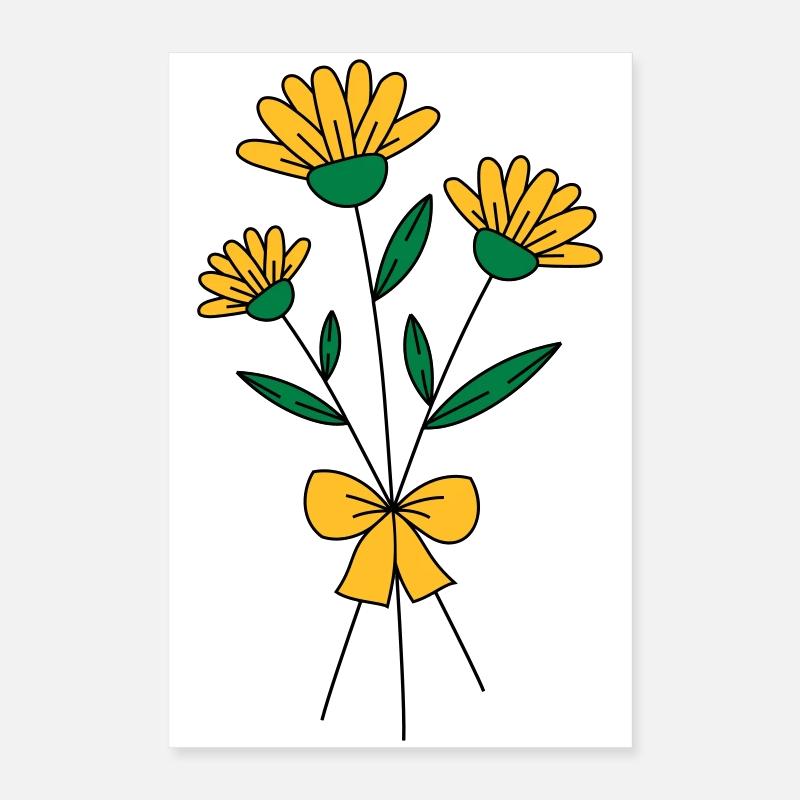 Bouquet de fleurs tricolore Poster 40 x 60 cm