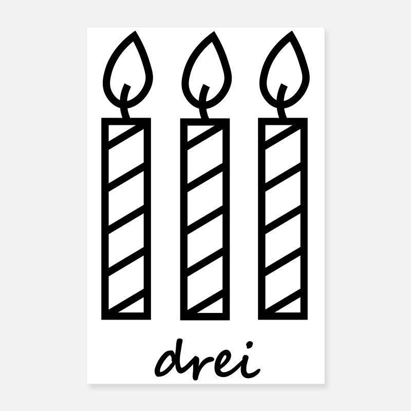 Birthday Three Candles Poster 16" x 24" (40x60 cm)