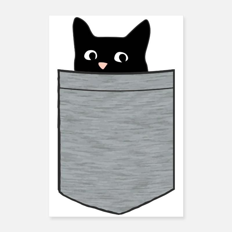 Schwarzes Kätzchen in Brusttasche Poster 40x60 cm