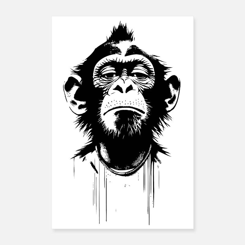 Imaginary monkey in Banksy style Poster 16" x 24" (40x60 cm)