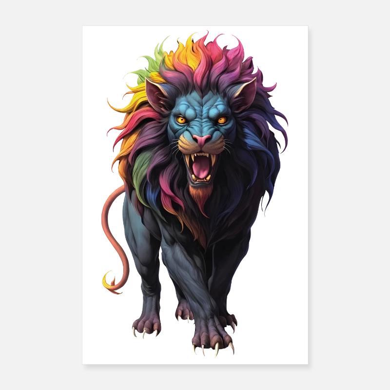 Multicolored Lion Poster 16" x 24" (40x60 cm)