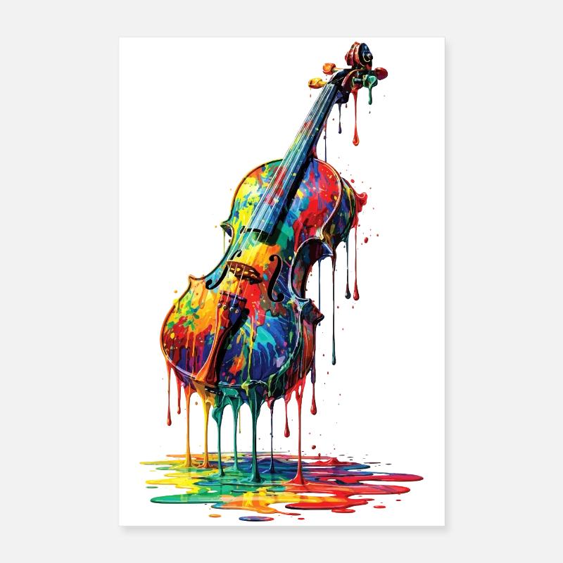 Violon avec de la peinture qui goutte Poster 40 x 60 cm
