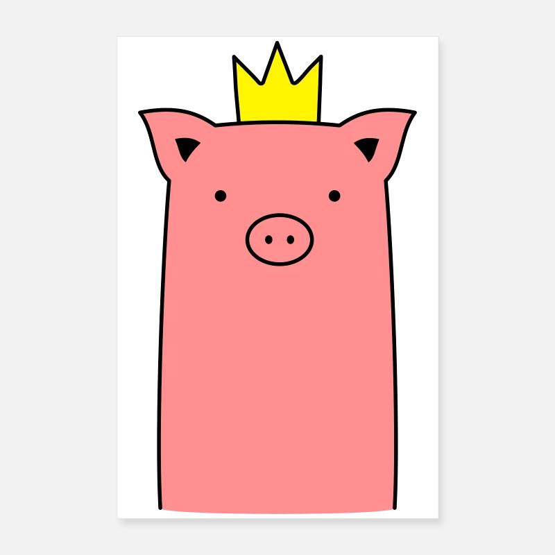 Sau Ferkel Schweinchen mit Krone Geschenk Poster 40x60 cm