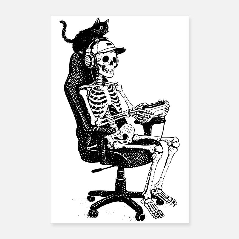 Gaming Skeleton Poster 16" x 24" (40x60 cm)