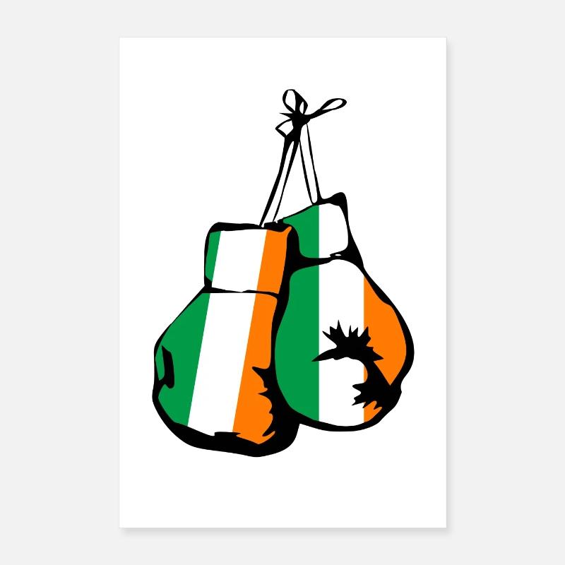 Drapeau de l'Irlande Gants de boxe Irish Sport Poster 40 x 60 cm