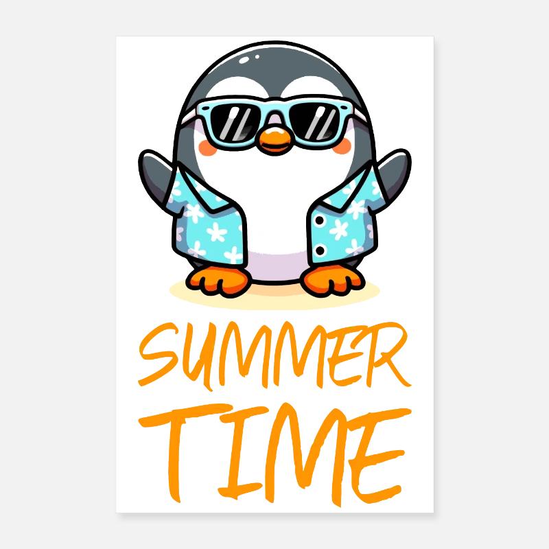 Penguin Summer Time Poster 16" x 24" (40x60 cm)
