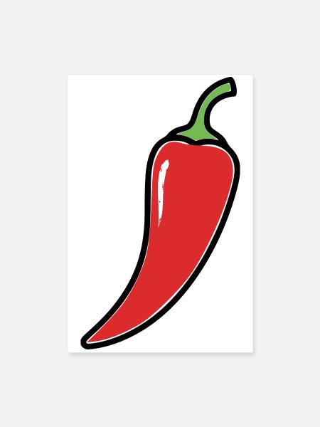 Chili Schote Scharf Comic - Poster 40x60 cm - Weiß - Vorne