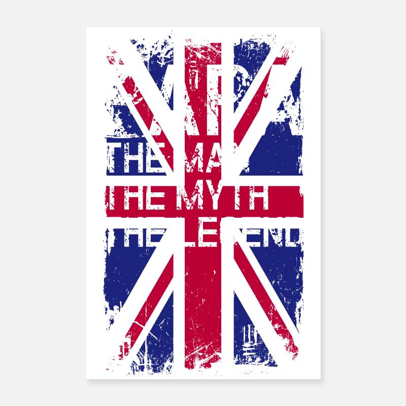 Grunge Union Jack Text Tee Poster 16" x 24" (40x60 cm)