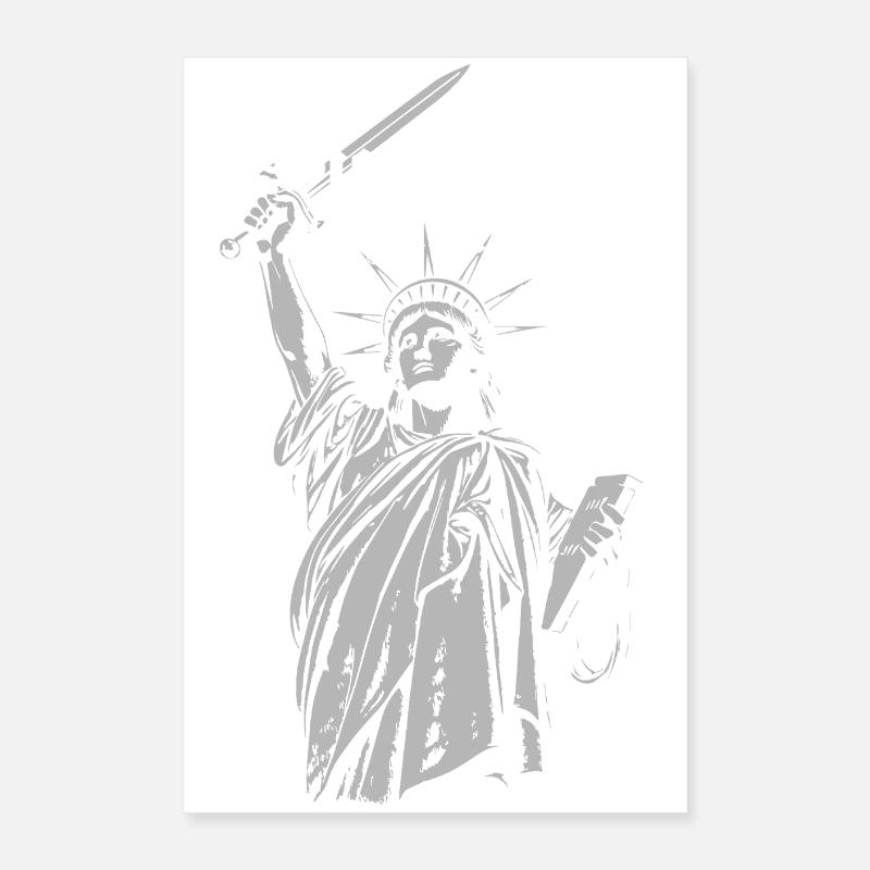 Sic Semper Tyrannis, Statue de la Liberté avec épée Poster 40 x 60 cm