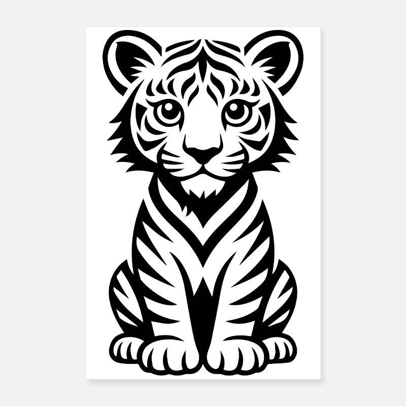 Tigerlinien Illustration Poster 40x60 cm