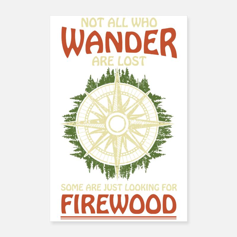 Randonnée en plein air sur Wanderer Compass Forest Tee Poster 40 x 60 cm