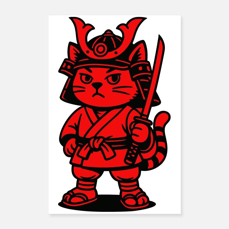 Chat samouraï Poster 40 x 60 cm