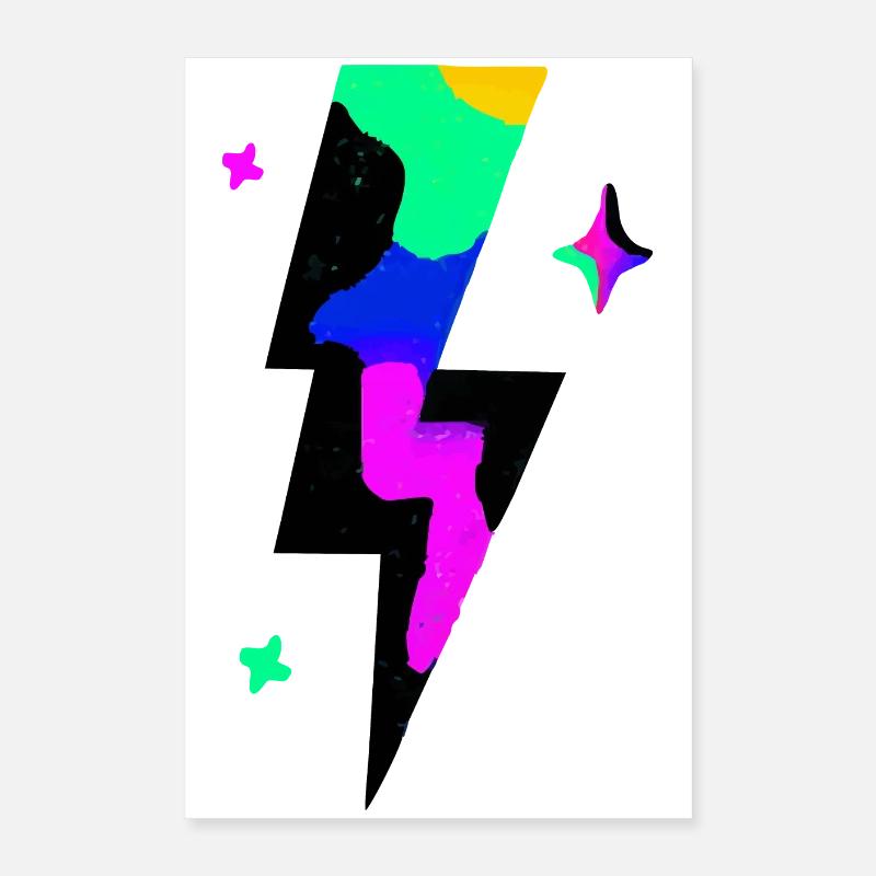 Explosion d’éclairs au néon Poster 40 x 60 cm