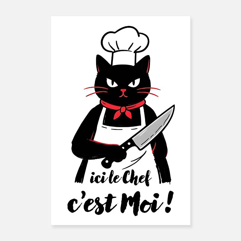 Black Cat Koch, hier bin ich, der Koch! Poster 40x60 cm