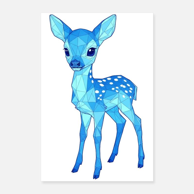 Cerf bleu low-poly Poster 40 x 60 cm