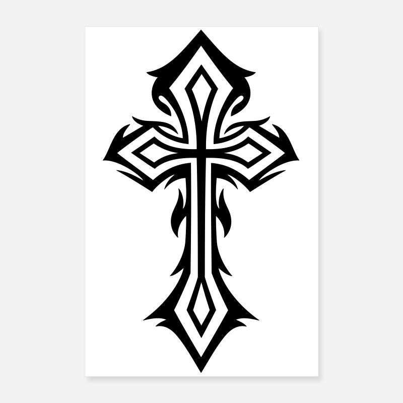 Cross, Crucifix, with thorns, gothic style. Poster 16" x 24" (40x60 cm)
