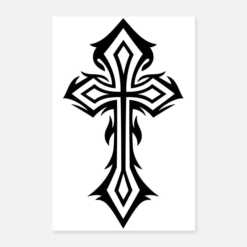 Cross, Crucifix, with thorns, gothic style. Poster 16" x 24" (40x60 cm)