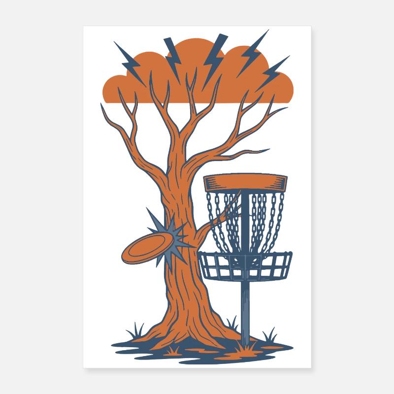 Tempête de paniers volants à disque de l’arbre au disc golf Poster 40 x 60 cm