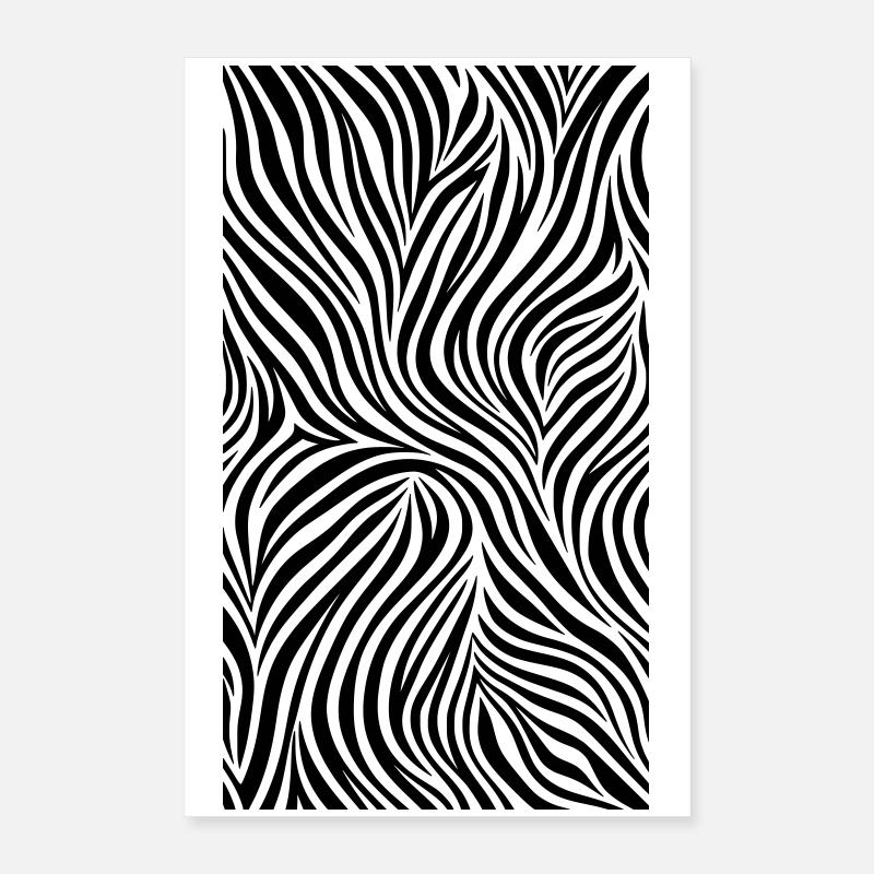 Zebra Stripe Zebra Pattern Stripe Black White Poster 16" x 24" (40x60 cm)