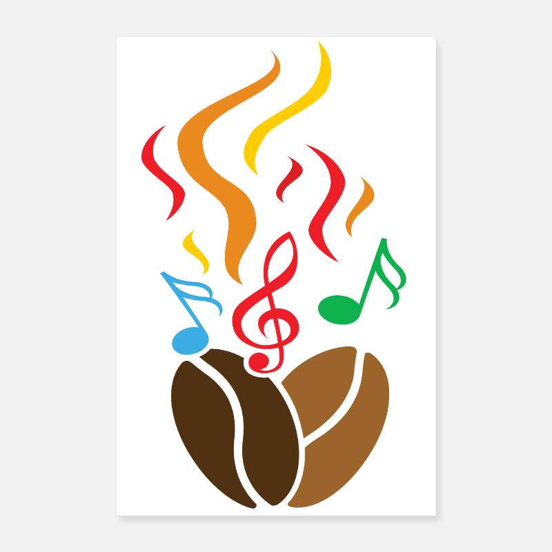 Grains de café avec notes de musique Poster 40 x 60 cm
