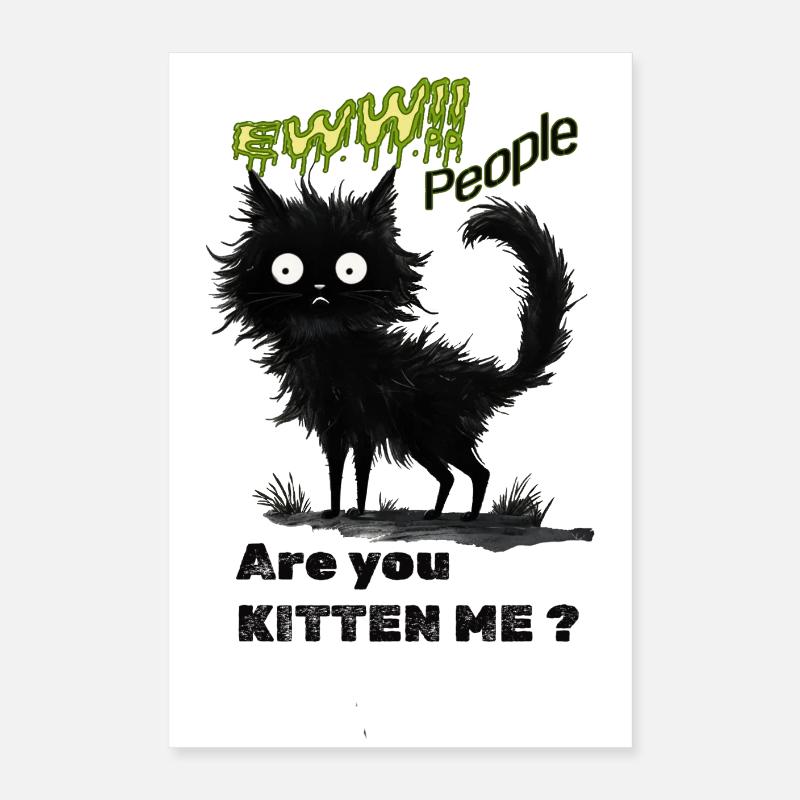 Skurrile schwarze Katze Poster 40x60 cm