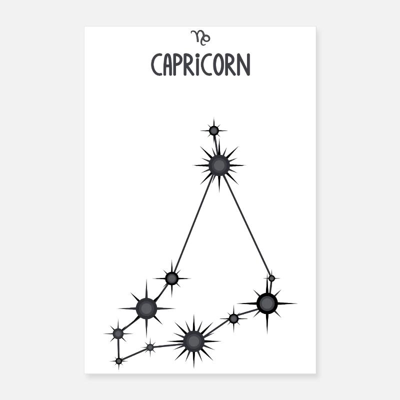 Steinbock Sternzeichen Sternbild Schwarz & Grau Poster 40x60 cm